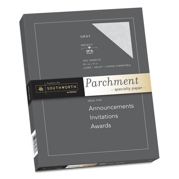 Southworth Paper, Parchment, 24No, Gray, PK100 P974CK